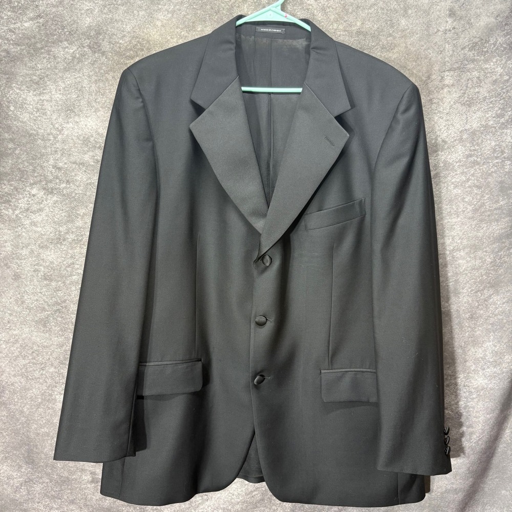 VTG Yves Saint Laurent Black 100% Worsted Wool 3-Button Blazer Suit Jacket Sz 44